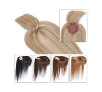 Toppers for Women 10-20 inch Hair Toppers for Women Clip In Indian Hair Extensions 8.5*8.5cm Silky Straight Human Hair Toppers with Bangs for Women with Thinning Hair Hair Toppers(14 inch,Bleach Blond