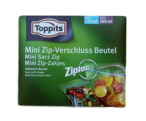 Toppits Ziploc mini zip-lock bag Assortment (20 x 150 ml, 20 x 380 ml) - 40pcs.