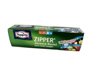 Toppits Zipper Generial Purpose Pouch with Zipper Single Pack 12 x 1Liter)