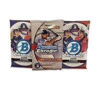 Topps 2025 Bowman Chrome Baseball MLB Trading Cards, 3 Pack Bundle with 1 Exclusive Mega Chrome Pack, and 2 Bowman Chrome Packs - 5 Cards per Pack,15 Cards Total