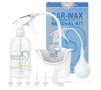 TopQuaFocus Ear Wax Removal Kit - Flexible Cleaning Tips, Ear Flush and Irrigation System for Adults and Kids 500ml(Clear)