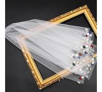 TOPQUEEN Bridal Colored Rhinestone Edge Veil Soft Short Mini Tulle Blusher Veil Wedding Accessories Va19 Complementos De Boda-off white