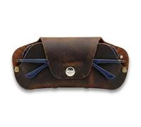 Toprank Leather Eyeglass Case - Handmade Slim Sunglasses Holder, Genuine and Universal Fit for Men and Women, Tan, One size