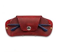 Toprank Leather Eyeglass Case - Handmade Slim Sunglasses Holder, Genuine and Universal Fit for Men and Women, Red, One size