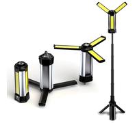 TOPRATED Rechargeable LED Work Light with Tripod Stand, 6000mAh Battery Mechanic with 10 Lighting Modes,Rotatable LED Camping Lamps for Car Repairing/Emergency/Garage