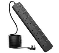 TOPREK 8 Way Extension Lead with Individual Switches, 2100 Surge Protected Extension Lead with Indicator Lights, Desk/Wall Mounted Power Strip for Office/Home/Computer Room/Garage(5M)