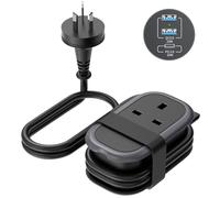 TOPREK UK to Australia Plug Adapter with 1.06M Lead, PD 38W Fast Charging with 2 USB-A and 1 USB-C Travel Adapter for Australia China New Zealand Fiji Argentina (Type I)