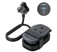 TOPREK UK to South Africa Plug Adapter with 1.06M Lead, PD 38W Fast Charging with 2 USB-A and 1 USB-C for Africa, Namibia, Swaziland, Lesotho, Bhutan, Botswana(Type M)