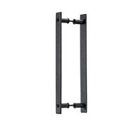 Toprema Black Steel Sliding Barn Door Handle Pull Rustic Two-Sided Flush Flat Bar-to-Bar Handles Wood Door Hardware