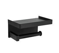 Toprema Toilet Paper Holder Tissue Roll Hanger with Shelf SUS304 Stainless Steel Matte Black Bathroom Lavatory Hardware Wall Mount Adhesive