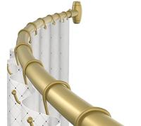 TOPROD Curved Shower Curtain Rod, Adjustable 48-72 Inches Shower Curtain Rods for Bathroom, Expandable Stainless Steel Shower Curtain Bar Telescoping Design Customized for Bath, Gold