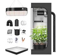 TOPRON grow tent complete set cultivation set with 200W LED full spectrum grow lamp dimmable, 15.7x15.7x47.2in grow tent kit complete hydroponics grow tent complete set (15.7x15.7x47.2in)