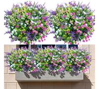 Toprooms 15 Bundles Artificial Flowers,Artificial Plants Outdoor UV Resistant Shrubs Plants for Hanging Planter Faux Plants Home Garden Wedding Porch Window Decor (5 colors 15 pieces)