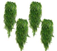 Toprooms artificial plants hanging hanging plants artificial artificial plant fern green leaves green plants plastic plants 80cm for outdoor balcony wall wedding garden decoration(4 Pack Green)