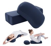 TOPROUD 2 Pcs Yoga Bolster Pillow with Meditation Cushion Set, Rectangular & Crescent Zafu with Removable Washable Cover, Set of 2 Support Pillows for Yoga, Mindfulness, and Floor Sitting