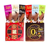 TOPS Assorted Chocolate Bundle, With & Without Added Sugar, 6 Bars & 2 Assorted Chocolate Boxes, Palm Oil Free, Vegetarian