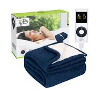 TOPS Electric Blanket, Heated Throw Blanket 180 x 130cm, 20-48℃ Heat Settings, 1-12 Hours Auto-off Timer, Warm Sherpa Double Bed Warmer, Overheat Protection, Machine Washable