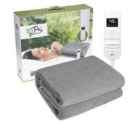 TOPS Electric Blanket Single Heated Underblanket 150 x 80cm, 18-48℃ Heat Settings, 3 Levels of Auto-off Timer, Warm Flannel Bed Warmer, Overheat Protection, Machine Washable