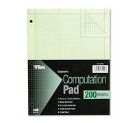 Tops Engineering Computation Pad, 8-1/2" x 11", Glue, 5 x 5 Graph Rule on Back, Green Tint Paper, 3-Hole Punched, 200 Sheets (35502)