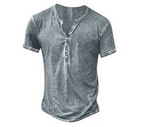 Tops for Men Short Sleeve Summers Plus Size Printed T-Shirt Casual Loose Fit Outdoor Sports Henley Shirt Short Sleeve T-Shirts Washed Cotton Casual V-Neck Button Tee Shirts Party Hip Cozy Tops