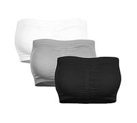 Tops for Women over 50 Plus Padded Bandeau Bra Women Strapless Removable Stretchy Double Top Size Tube Top Dresses Summer (Multicolor, L)
