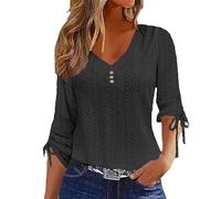 Tops for Women Plus Size Long Sleeve V Neck Button Lace T Shirts Casual Broderie Anglaise Loose Fit Shirts Blouse Comfy Oversized Tunic Tops Light My Orders UK My Recent Orders Black