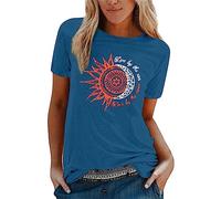 Tops for Women UK Clearance, Ladies Elegant Sexy Sleeveless Vest U-Neck Printed Tops Tee Vest Blouse Tops Basic Longline Shirts UK Size 8-20 Oversized Sweatshirt Women Blouse Dark Blue