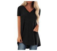Tops for Women UK Longline Cotton Short Sleeve Oversized Tee Shirt Loose Plain T Shirt Plus Size Elegant Undershirt Womens Summer Blouses Basic Tees Sports Beach Home Casual Pullover