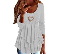 Tops for Women UK Plus Size Tops for Women V Neck Ladies Button Puff Sleeve T Shirts Summer Casual Tee Longline Vest Tops for Women UK Tee (GY2, XXL)