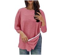 Tops for Women UK Post Shoulder Surgery Tunic Top 3/4 Sleeve Chemo Port Adaptive Jumpers Ladies Crewneck Comfy Stretch Sweatshirt Without Hood After Rotator Cuff Adaptive Clothing Red XL
