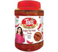 TOPS Gold Pickle Stuffed Red Chilli - 900 gm | Perfect blend of spicy red chillies blended in mustard oil