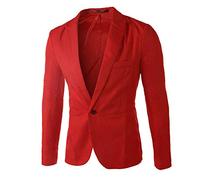 Tops Jacket Casual Coat Fit One Fashion Men Button Slim Charm Suit Men's Men's Coats Jackets Mens Goofy Suites (Red, M)