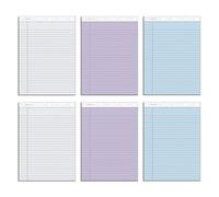 Tops Prism+ Writing Pads, 8-1/2" x 11-3/4", Assorted Colors 2 Each: Gray, Orchid, Blue, Legal Rule, 50 Sheets, Perforated Pages, 6 Pack (63116)