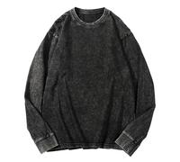 Tops Sale of Clearance Men Summer Clothes Men's Autumn and Winter Fashion Sweatshirt Patch Regular Edition Shoulder Sleeve Pullover Solid Color Prime Deals of The Day Big and Tall Mens Tops Black