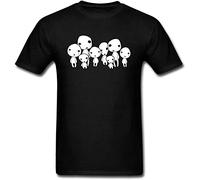 Tops Tees Black T-Shirt Kodama Spirit The Forest T Shirt Cotton Men's Tshirts Group Mononoke Hime Princess Mononoke Clothes Black L