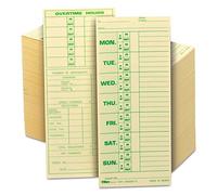 TOPS Time Cards, Weekly, 2-Sided, 3-1/2" x 8-1/2", Green Print Front/Back, 500-Count (1291)
