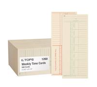 TOPS Time Cards, Weekly, 2-Sided, Named Days, 3-3/8" x 8-1/4", Manila, Green/Red Print, 500-Count (1260)