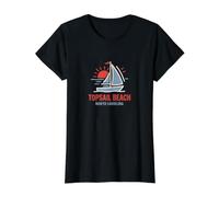 Topsail Beach North Carolina Sailboat Sunset Design Value Graphic T-Shirt, Women, Black, M