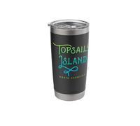Topsail Island North Carolina Typographic Ocean Wave Design Stainless Steel Insulated Tumbler