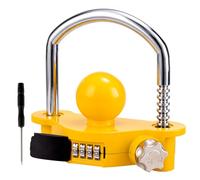 TOPSHINE Trailer Hitch Lock Universal Ball Tow Coupler Security Lock Anti-Theft Combination Lock Fits 1-7/8", 2", and 2-5/16" Couplers for Towing Trailers Caravans, Yellow