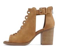 Topshoe Avenue Adele ~ Womens Fahsoin Open Toe Ankle Strap Heeled Sandals, Tan Nubuck, 7 UK