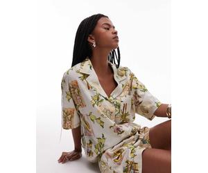 Topshop Womens co ord resort shirt in lemon print - Yellow - Size Small