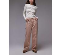Topshop Womens mid rise loose fit straight jean in blush - Pink - Size 25W/30L
