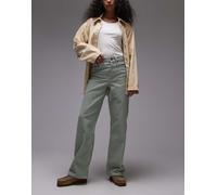 Topshop Womens mid rise loose fit straight jean in green stripe - Multicolour - Size 24W/32L