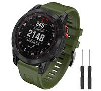 TOPsic 26mm Army Green Silicone Sport Loop Watch Band Compatible with Fenix 6X, 6X Pro, 7X, 5X, 3, Enduro & More