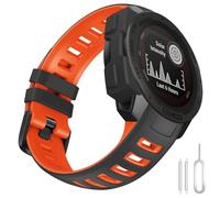 TOPsic Silicone Strap for Garmin Instinct 2, Adjustable Sport Replacement Strap, Black + Red, One Size Fits Most, Standard Watch Band