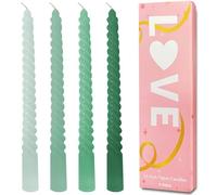 Topsics Green Taper Candles, 4 Pack Green Spiral Twisted Candle, Unscented Taper Candlesticks 10 inch, Candles for Valentines Day Home Decor Wedding Decorations
