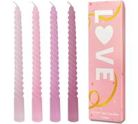 Topsics Pink Spiral Twisted Taper Candles, Set of 4 Dinner Candles, Unscented Taper Candlesticks 10"