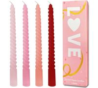 Topsics Red Gradient Taper Candles, Spiral Twisted Taper Candles Set of 4, Unscented Taper Candlesticks 10 inch Tall, Home Decor Wedding Decorations