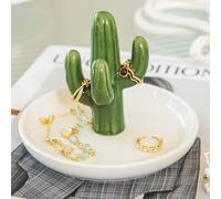 TOPSKINOY Cactus Ring Holder Dish, Ceramic Jewelry Tray Trinket Dish for Necklace Keychain Organizer, Cute Funny Birthday Wedding Mothers Day Gift for Women Friends Girls